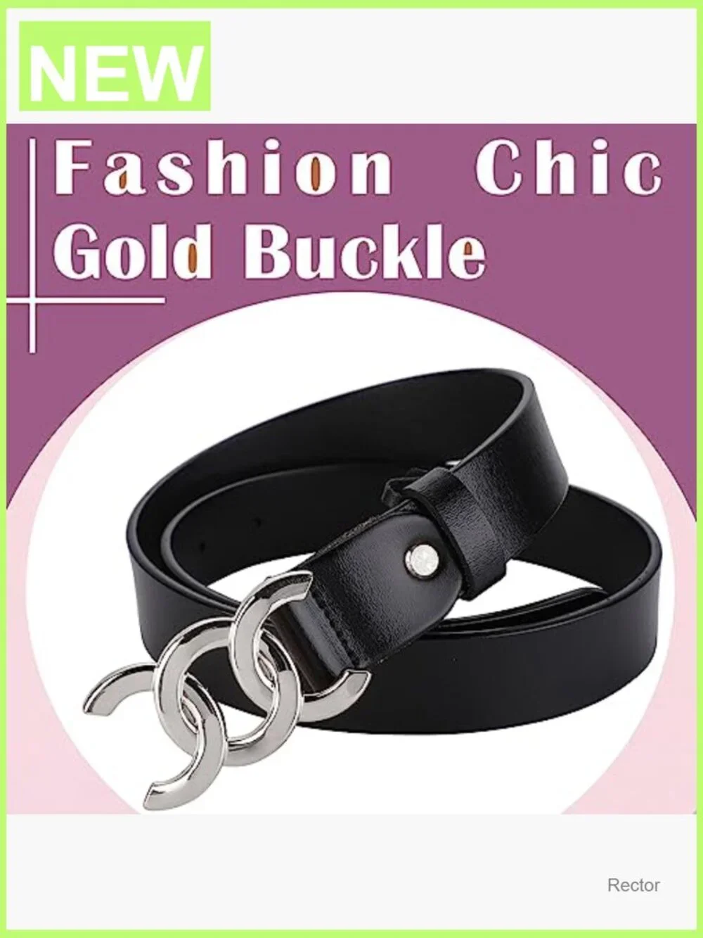 Genuine Leather Belt with Gold/Silver Buckle - Fits Waist 24-41
